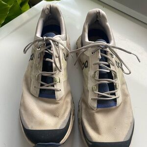 On Running Men's Cream and Blue Athletic Shoes